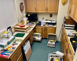 Sewing Machines, Office Supplies, 1964 Olympia Typewriter, Atari 800, Atari 810, Blue Line VCRs