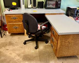 Shop/Crafting Desk (2pc) L-Shape or Side-by-Side $75, Small Desktop Fans, TV with built in DVD, Microwave, Office/Desk Chair
