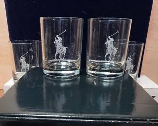 Polo Ralph Lauren Limited Edition 1978 Glasses Polo Player Set of 4 NEW IN BOX