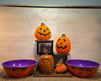 Vintage Seasons Melted Plastic Popcorn JackOLanterns Ullman Candy Bowls Scentsy Wax Warmer