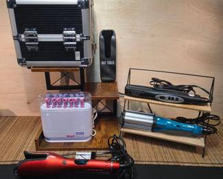 Vintage Caboodles MakeUp Train W Keys Chi Spin N Curl Bed Head Wave Artist Wet To Straight
