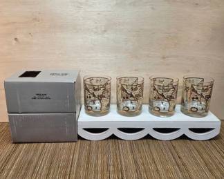 New Vintage Drulane By Towle Antique Old World Map Design Lowball Glasses