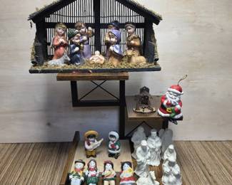 Vintage Nativity Scene All American Kids Ornaments Nativity People