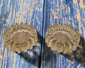 Pair Of Vintage Pukeberg Sweden Ice Glass Ashtrays 60s 70s