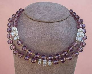 Vintage Western Germany Double Strand MidCentury Glass Necklace