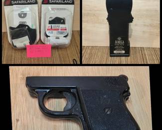02 1950 H.S. HERBERT SCHMIDT STARTER BLANK PISTOL OMega Super Stunner 2 Paddles Belt Loops