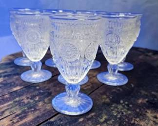 Set of 8 Pioneer Woman Adeline Clear Footed Glass Goblets