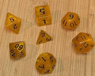 Gold Glitter Polyhedral Dungeons Dragons Dice Set 7Piece Translucent RPG Dice Black Numbers