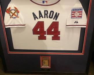Hank Aaron Signed Framed Jersey