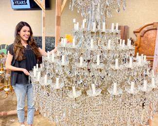 Monumental graduating crystal chandelier with seventy-seven lights