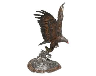 Chester Fields, "Splashdown", artist-cast bronze sculpture with polychrome patin