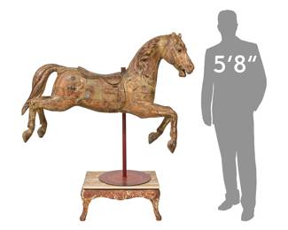 Antique Bayol Carousel Horse with Stand