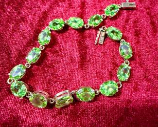 Peridot and 10 karat gold bracelet