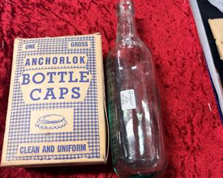 Antique Gingerale bottle and antique bottle caps