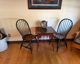 Bob Timberlake cherry checker board table and 2 chairs $200