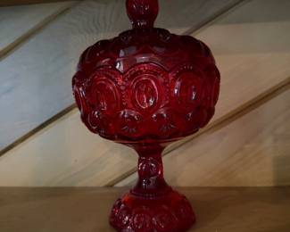 Red Glass Candy Dish