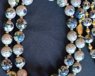 Cinnabar Cloisonn Bead Necklace