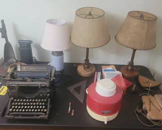 lamps, typewriter, Thermos