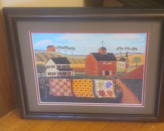 Farmhouse picture with quilts