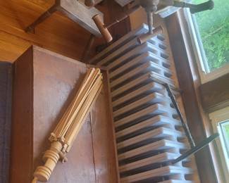 Antique wooden wool box with old wool