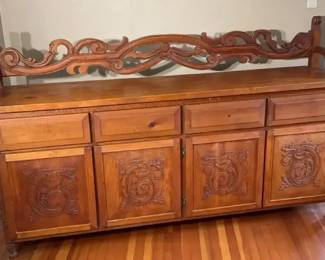 Carved wooden sideboard With Front  Back Decoration