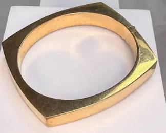 14K Gold Square Hinged Bracelet