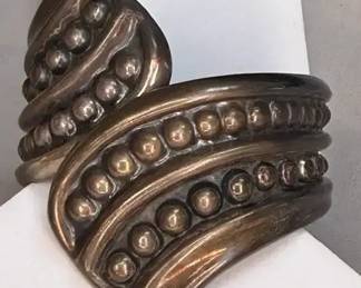 Taxco hinged sterling clamper bracelet