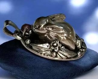 Sterling Bunny Rabbit Pendant With Accent Stone 