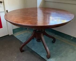 Vintage Wood Pedestal Dining Table 
