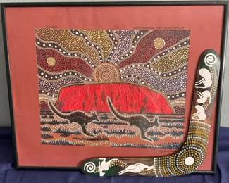 Uluru Kangaroo Sunset fabric panel by Aboriginal artist Danny Eastwood