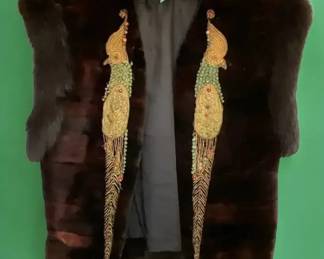Fur Vest With Peacock Embellishments