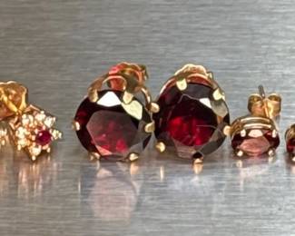 Garnet Earrings Set in Gold 