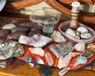 Fossil Ammonite, Shiva Lingam Stones, Crystals,