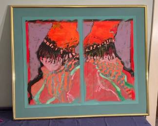 Artist Signed Framed Abstract Art Piece 