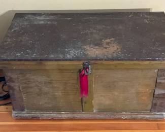 Metal Topped Wood Storage Trunk