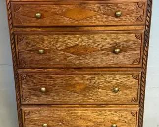 Vintage Tall Five Drawer Southwestern Style Dresser