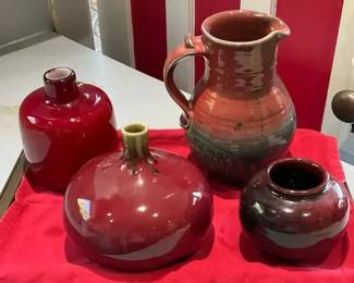 Art Pottery  Glass In Vibrant Reds