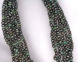 Pearl  Turquoise MultiStrand Necklace