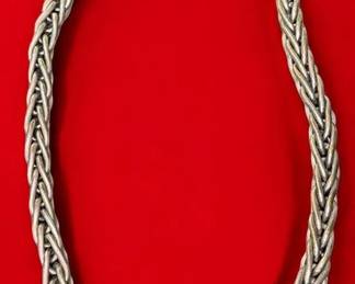 Sterling Silver Braided Necklace With Toggle Clasp
