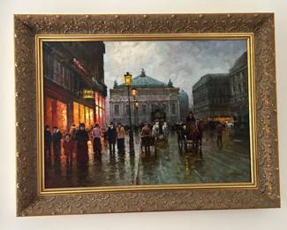 oil on canvas painting titled Paris, Avenue de l'Opera Garnier, rendered by artist Alexander Popoff