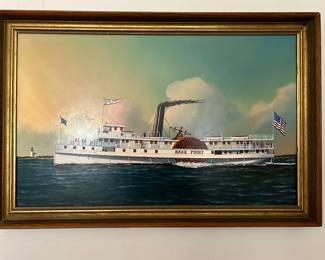 original oil on canvas painting by the American nautical artist Jerome Howes (born 1955)