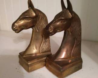 MidCentury Brass Horse Head Bookends