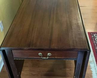 Mahogany DropLeaf Dining Table with Drawer