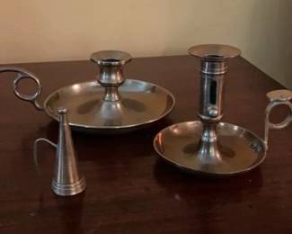 Pair Of Vintage Brass Chamberstick Candle Holders