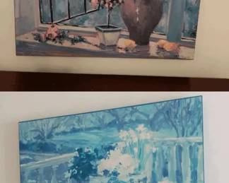 Pair of Allayn Stevens Original Signed Paintings on Canvas