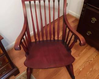 Vintage Windsor Style Wooden Rocking Chair Cherry Finish