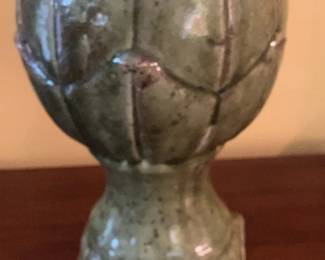 Glazed Artichoke Finial Decorative Accent Garden Ornament in Green Ceramic