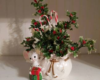 Napco Christmas Mouse Planter Figurine