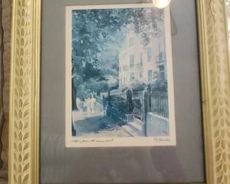 Robert E. Kennedy Watercolor Print Looking Down Mt. Vernon Street Framed