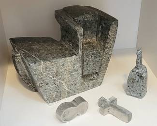 soap stone sculpture, aluminum 